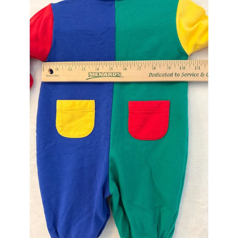 CC Baby Vintage Colorblock Bear Romper 3-6M Primary Colors Embroidered One Piece
